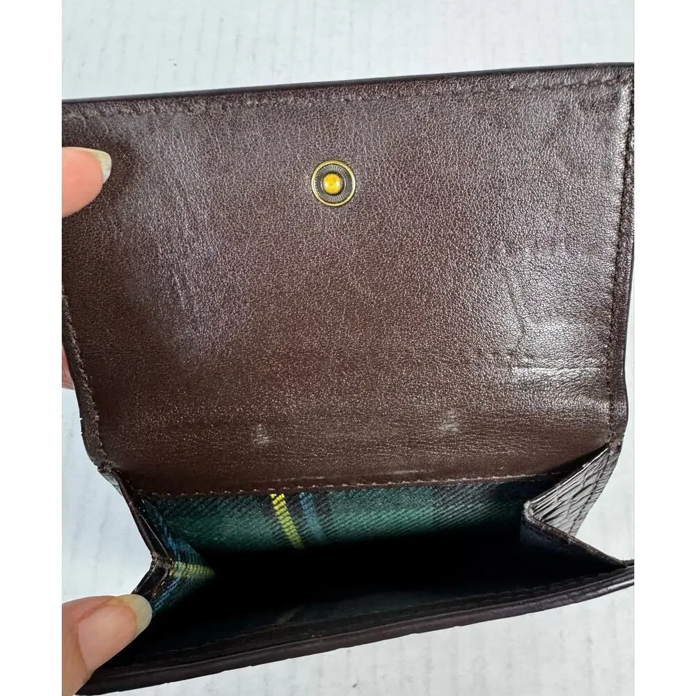 Polo Ralph Lauren Brown Croc Embossed Leather Trifold Wallet w/ Box